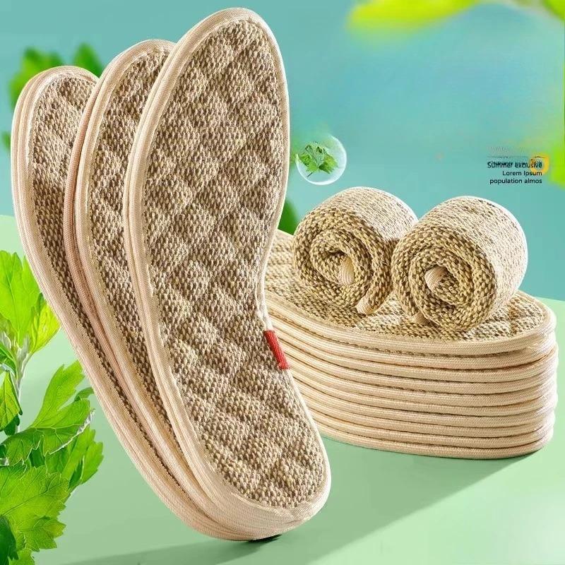 Cotton Linen Deodorizing Insoles for Men and Women Soft Sweat Absorbing Breathable Odor Control Foot Cushion