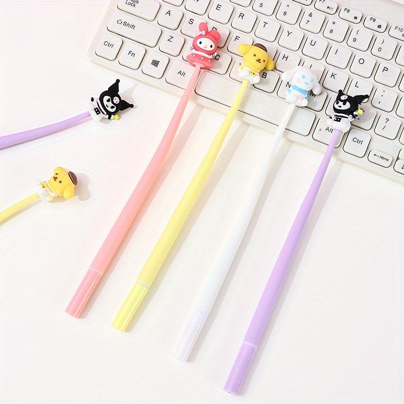 48 Stück Pompom Purin Sanrio Familie Shake Musik Neutraler Stift Hohe Präzision Weichkleber Styling Geschenkstift Schwarzer Unterschriftsstift 0,5 mm Schwarz my melody, Kuromi,