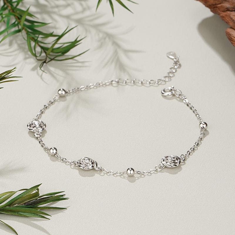 Tichya Fresh Mori Style Rose Flower Bracelet: S925 Sterling Silver, Elegant Light Luxury, Versatile Women’s Floral Jewelry. 925 Silver