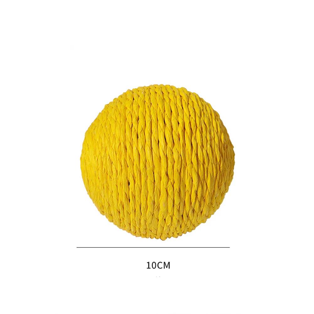 10cm Cat Ball Interactive Sisal Cat Scratching Ball Toy For Kitten Teeth Cleaning Anti Bite Cat Ball Sounding Toy Pet Supplies