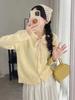 Gentle wind lace strap bow knitted cardigan women's autumn and winter sweet love buckle crew neck sweater jacket