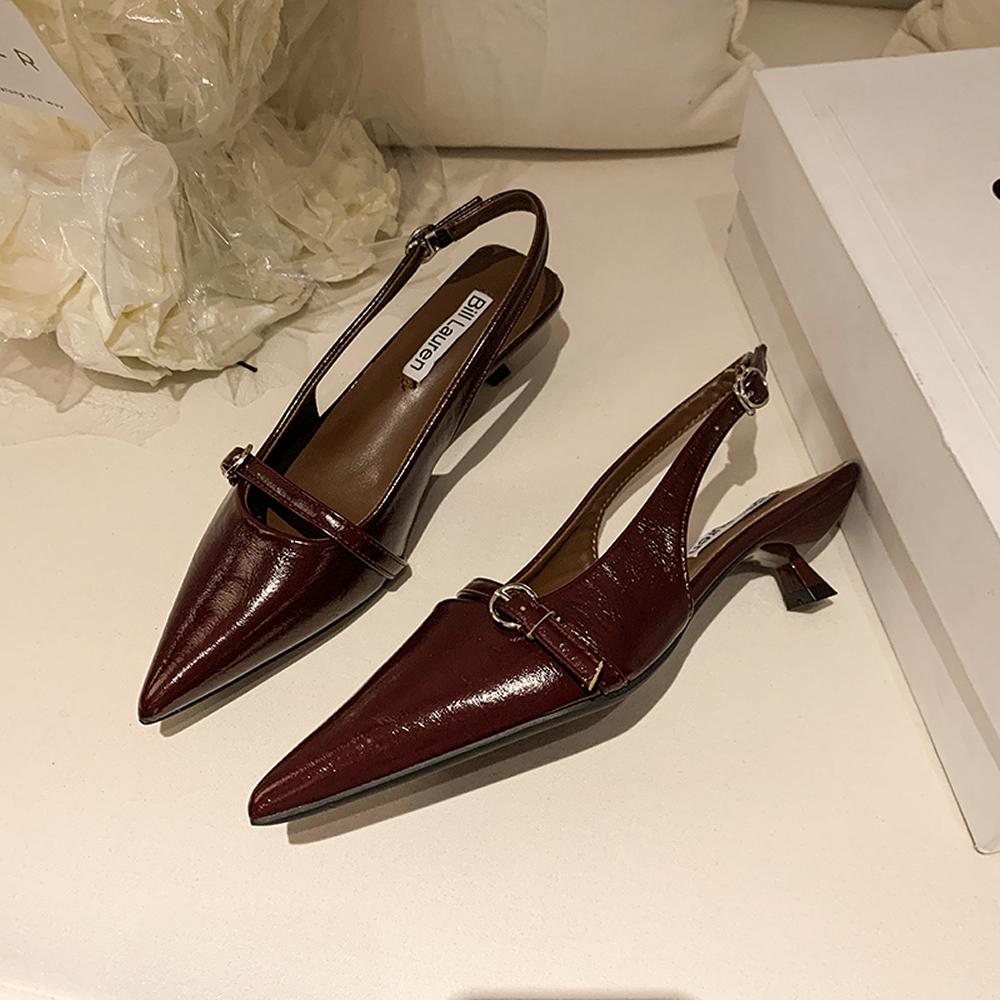 2025 Woman Sexy High Heels Women Sandals Summer Fashion Pointed Toe Low-heel Pumps Slingbacks Elegant Female Heeled Shoes