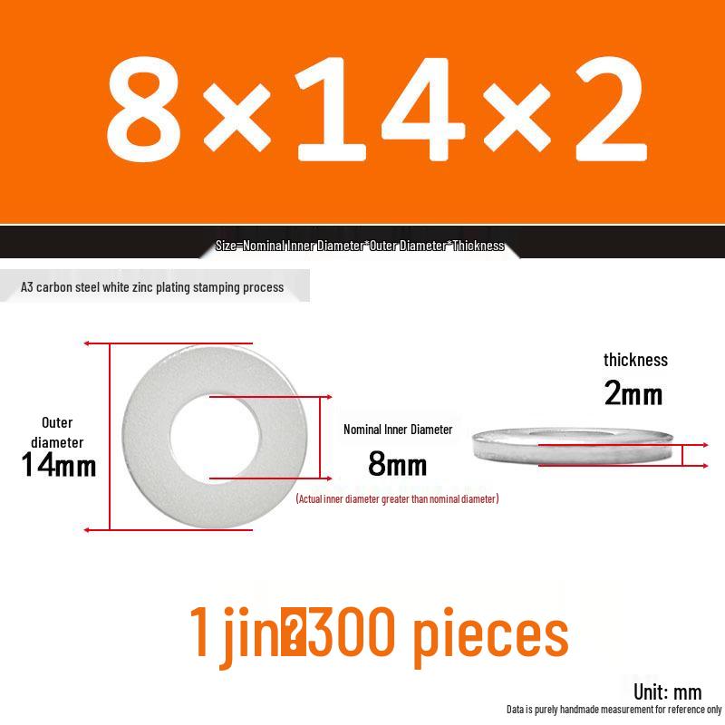 Extra Thick Galvanized Iron Flat Washer, Round, M3-M62
