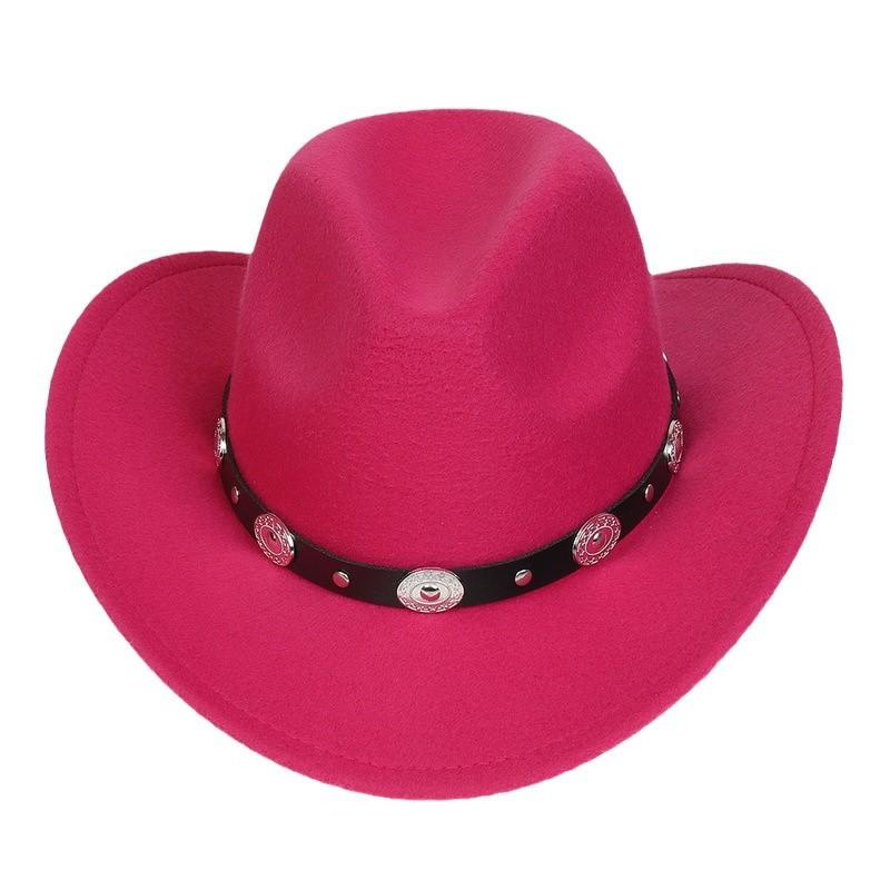 Western Cowboy Top Hat Spring And Autumn New Jazz Hat Big Brim Pentagram Belt Accessories Felt Hat Men And Women