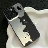 Silver Cartoon Cat iPhone Case for 11/14/15/16 Pro Max