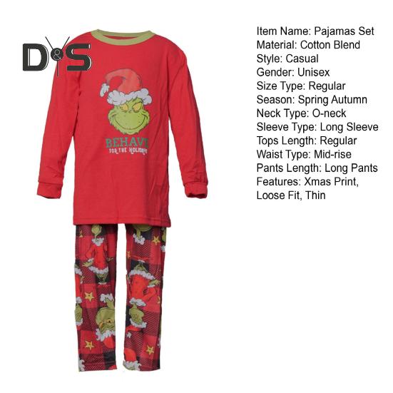 2ks/sada Vánoční rodinný pyžamový set Ladící vánoční noční prádlo Rodinný sváteční noční set Kreslený design Pár Oblečení
