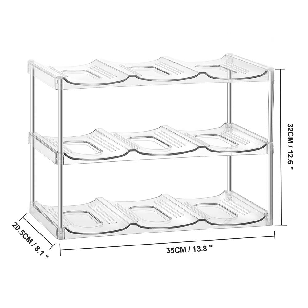 3-stufiger stapelbarer Wasserflaschen-Organizer-Halter für den Schrank, transparentes Weinregal aus Kunststoff, Küchenaufbewahrungshalter für Wein- und Getränkeflaschen