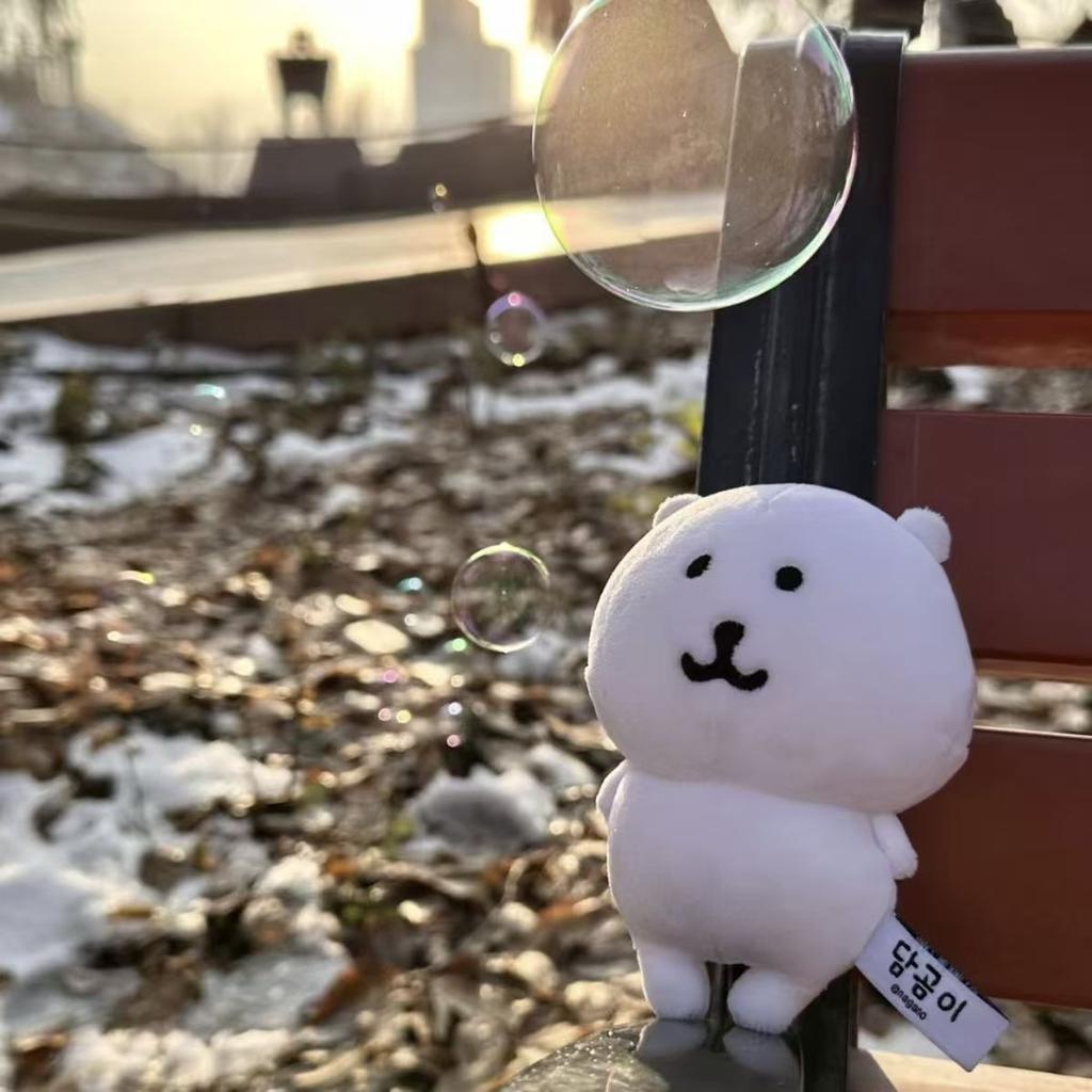 Cute Self Deprecating Bear Style Plush Pendant Keychain Bag Charm Creative Cartoon Doll Accessory
