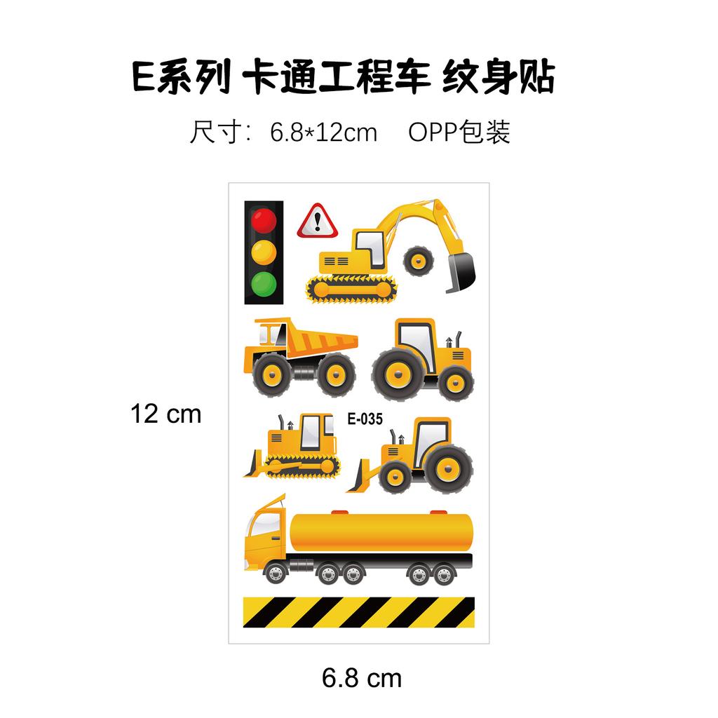 Kinder Cartoon Baustellenfahrzeug Tattoo Aufkleber, Junge Weltraum Bagger Roboter Auto Gesichtsaufkleber