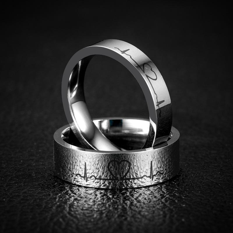 1Pc Fashion Fashion ECG Titanium Steel Ring Is A Ring Suitable for Men and Women To Wear