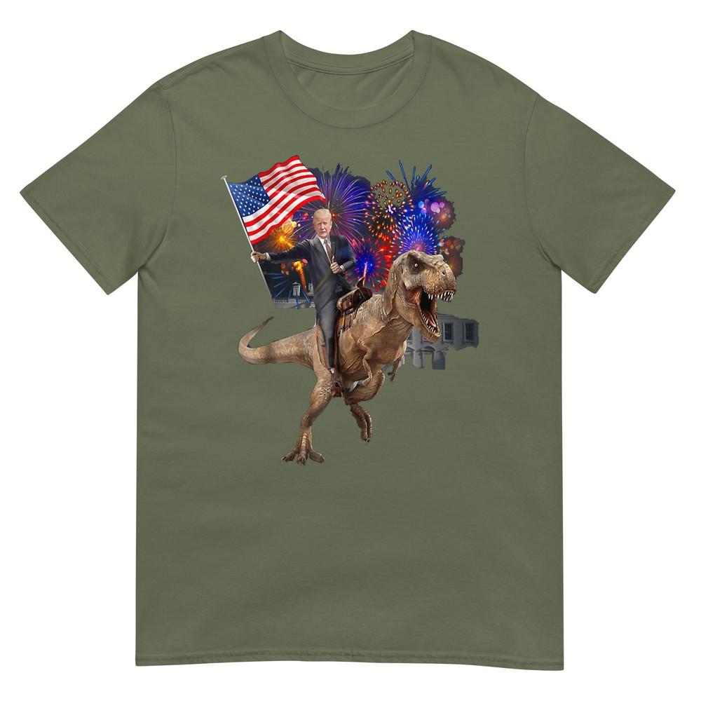 Trump Riding A Dinosaur Trex Suppor Trump 2020 Tshirt