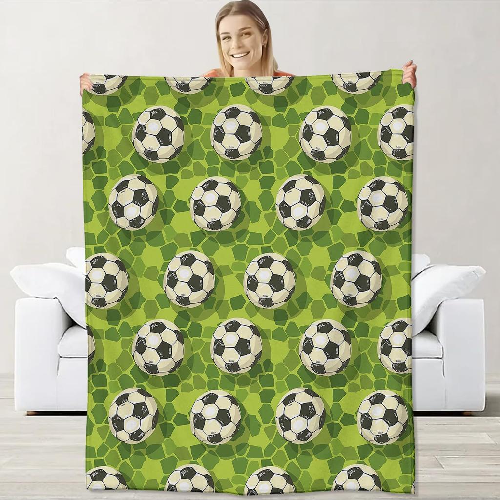 Football Sports Series Digital-printed Polyester Bedroom Velvet Flannel Cover Blanket Fleece Soft Sofa Cover Blankets for Beds