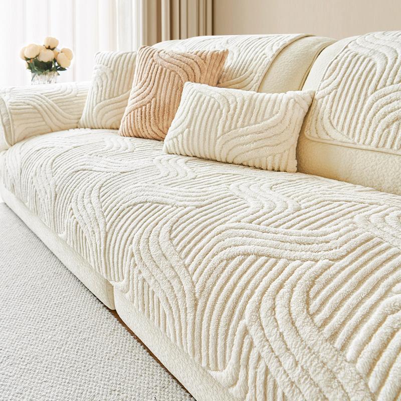 Bohemian Style Thick Plush Sofa Cover -Machine Washable, Pet Friendly, Non Slip Sofa Protection Cover, Decoration for Living Room, Bedroom, and Office