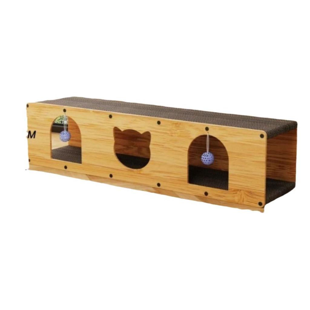 Large Vertical Cat Scratching Post with Tunnel Toy, Self-Entertainment, No Shedding, Wear-Resistant Enlarged Cat Villa