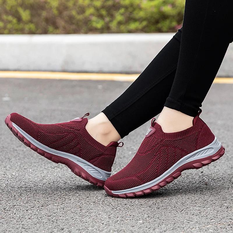 Women's Ladies Shoes Breathable- Flying Woven Slip-On Sneakers- Woman 2025 Sneakers Anti Slip- Fly Woven Shoes for One Foot -Men