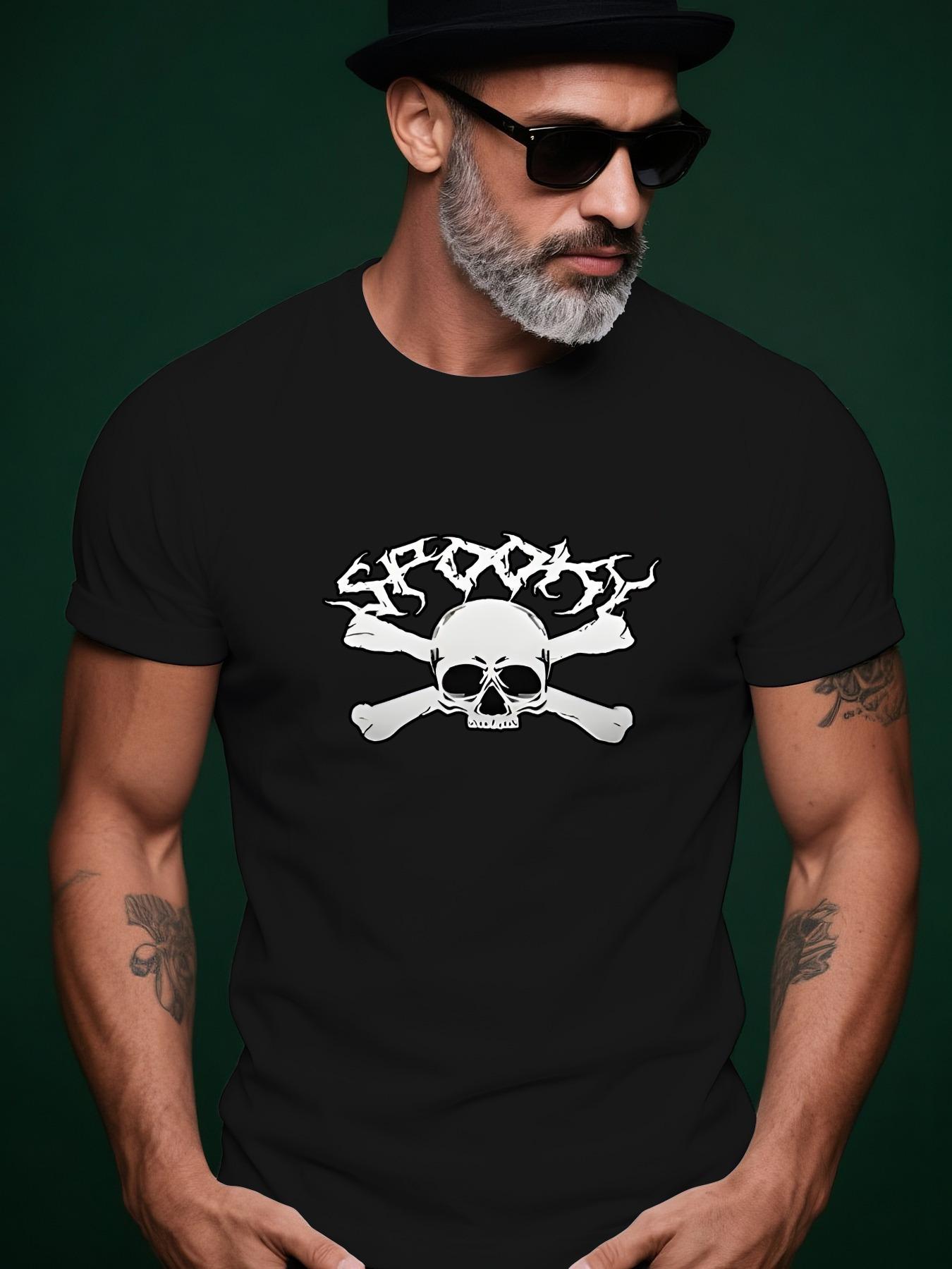 Skull Icon Trendy Streetwear Summer Casual Round Neck Sho... S