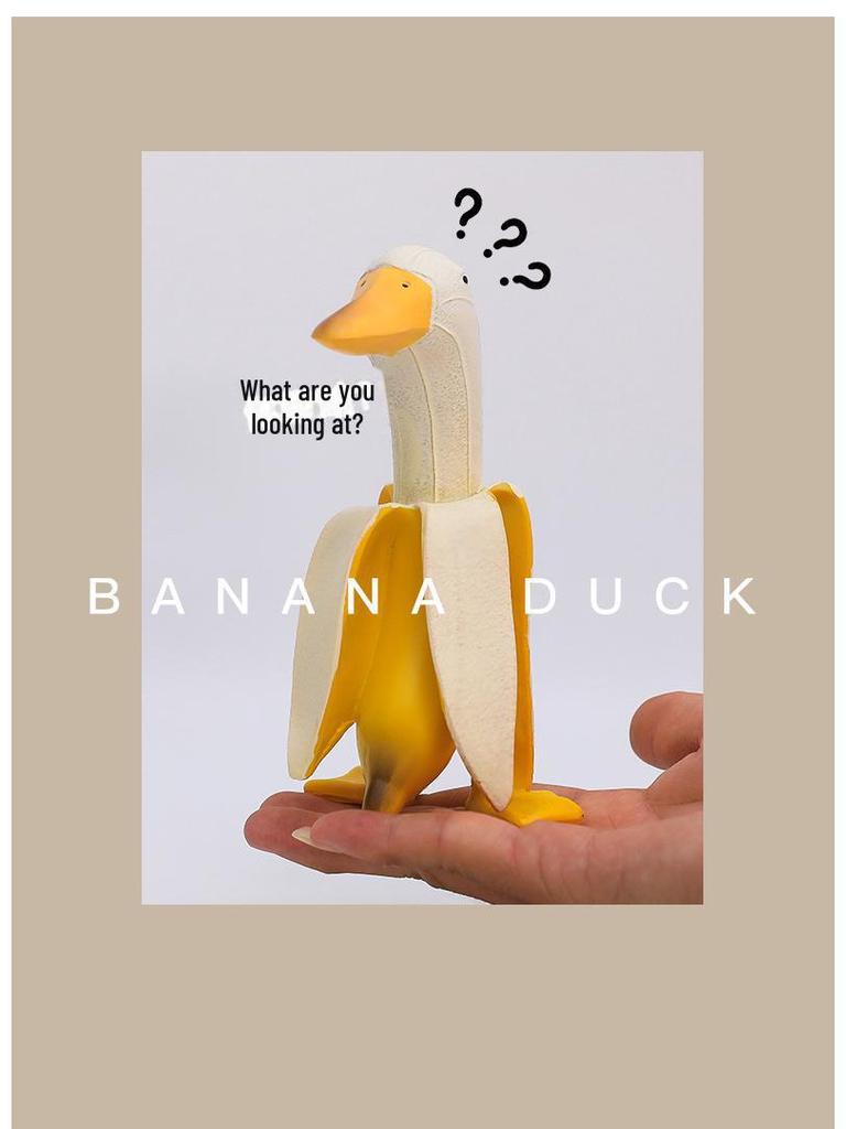 Funny Cute Cartoon Duck Banana Resin Decoration - Creative Home or Birthday Gift
