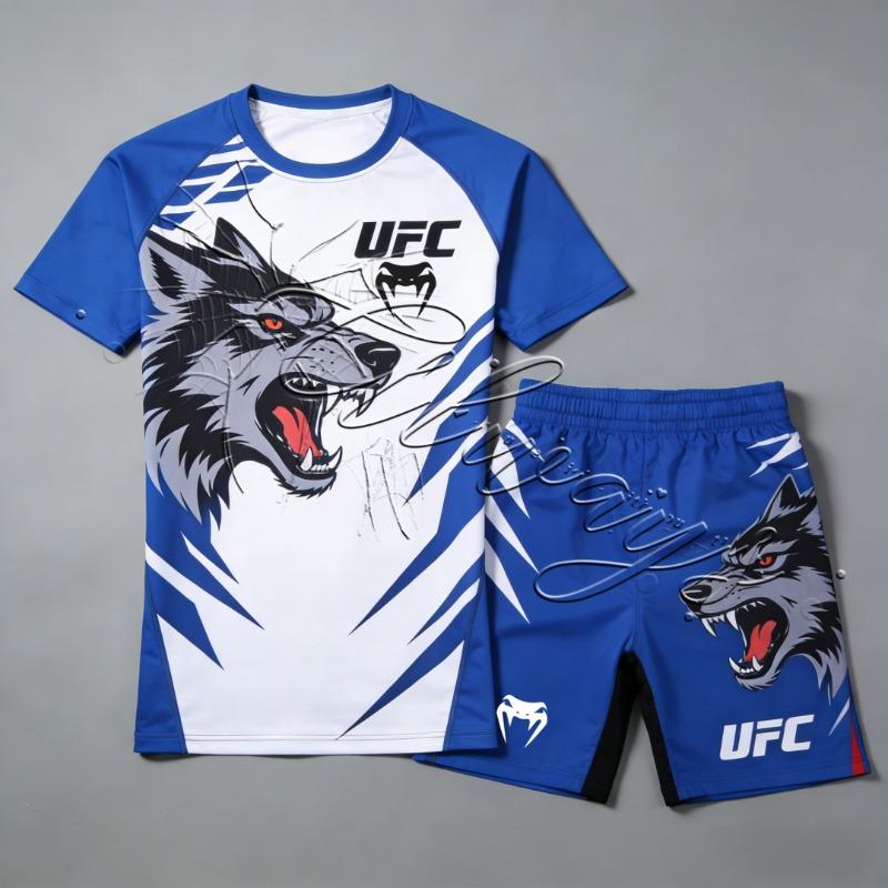 Summer New UFC MMA Sports Fitness Suit for Men and Women Fighting Sanda Boxing Enthusiasts Quick Drying Breathable Set