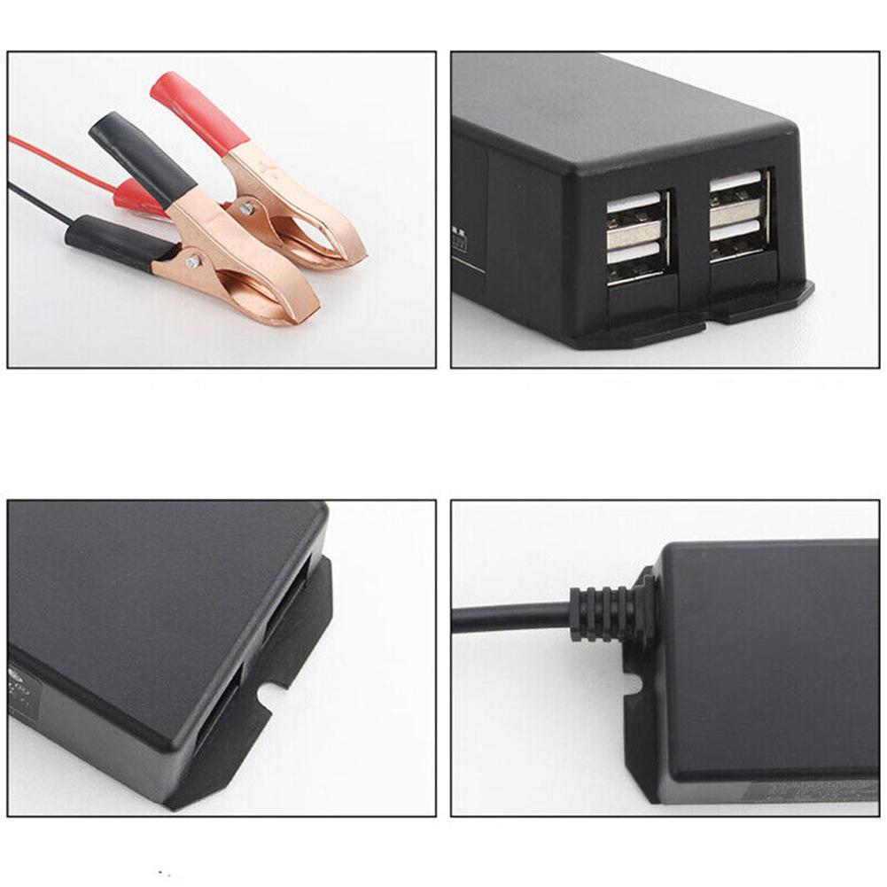 Zasilacz DC z klipsem do akumulatora 12V Samochodowa ładowarka USB do telefonu komórkowego 4 porty Automatycznie identyfikuje ładowanie bocznikowe