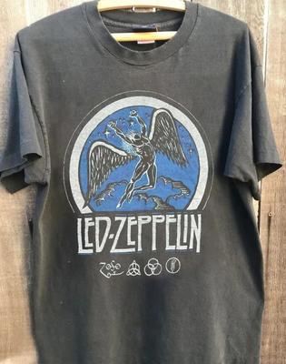 Maglietta Unisex Manica Corta Carbone Tour Band Led Zeppelin 1975 S-4XL