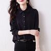 Spring Autumn Black Silk Shirt Women's Long Sleeve Spring Autumn Fashion Satin Silk Top Blouses Shirts