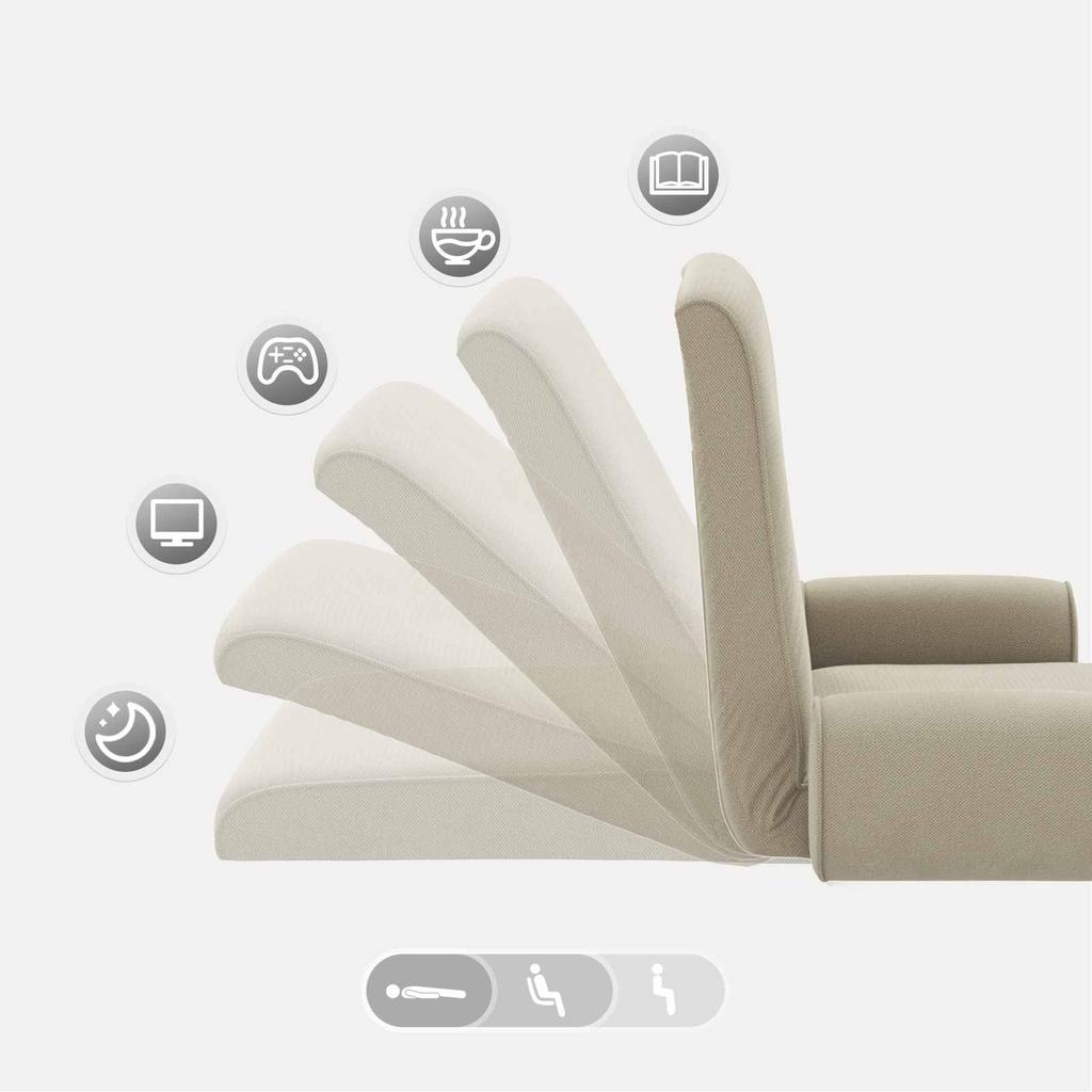 Adjustable Floor Stool Beige Coarse Velvet