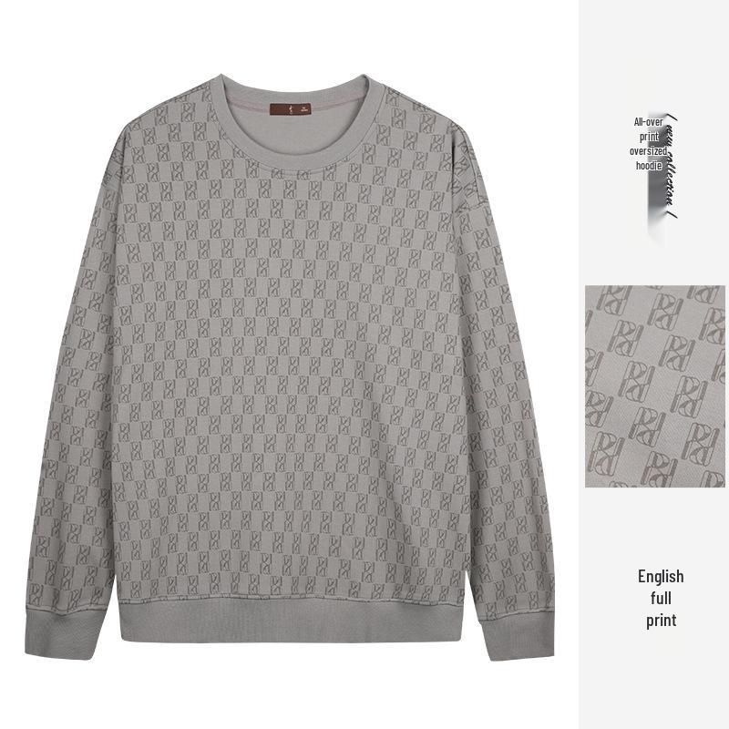 

CaiZi Men s 2024 Loose Knit Pullover - Autumn/Winter Casual Round Neck Top Medium сірий колір