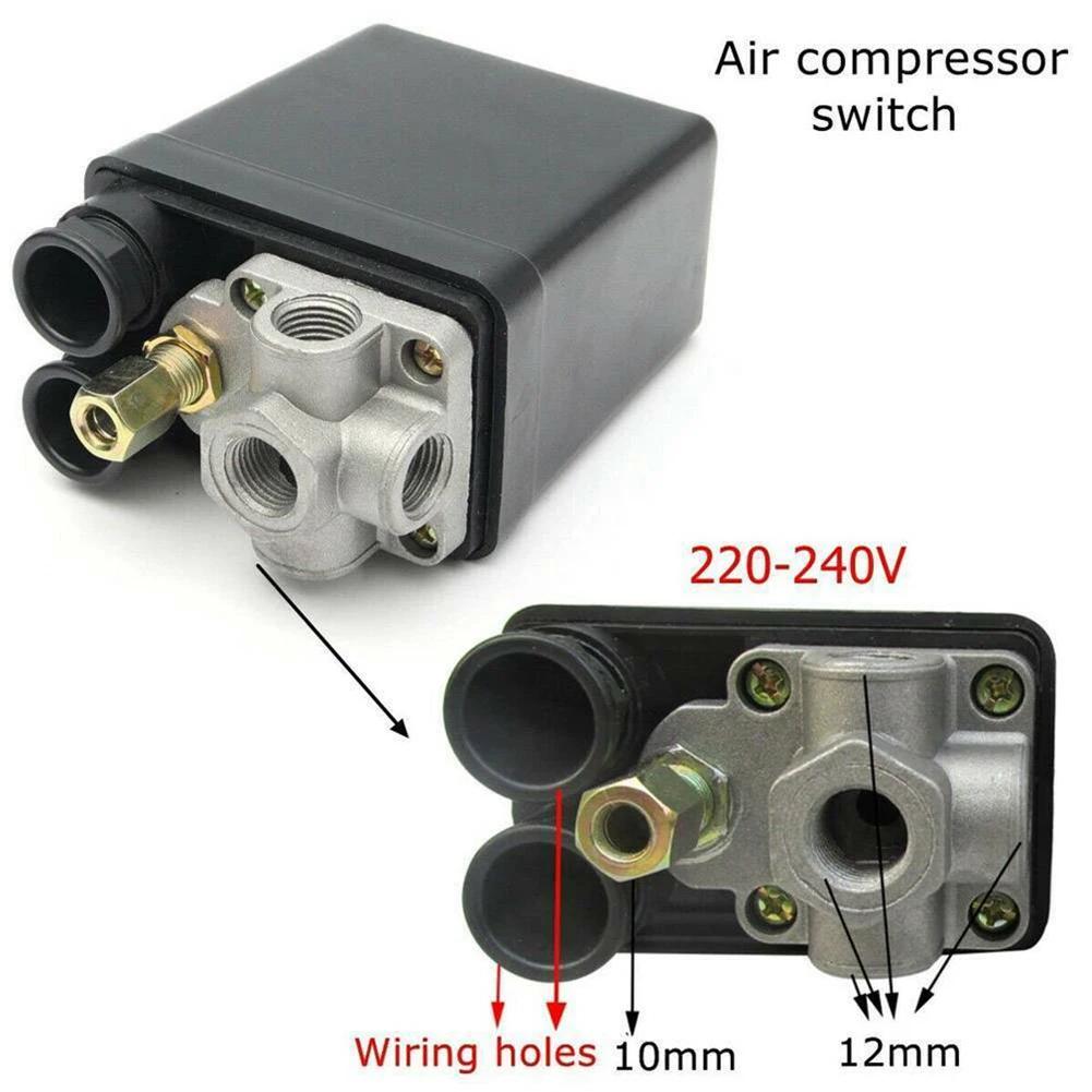 Air Compressor Pressure Switch 90-120psi Automatic Air Pressure Switch 4Port Manifold Electric Air Compressors Tool Accessory