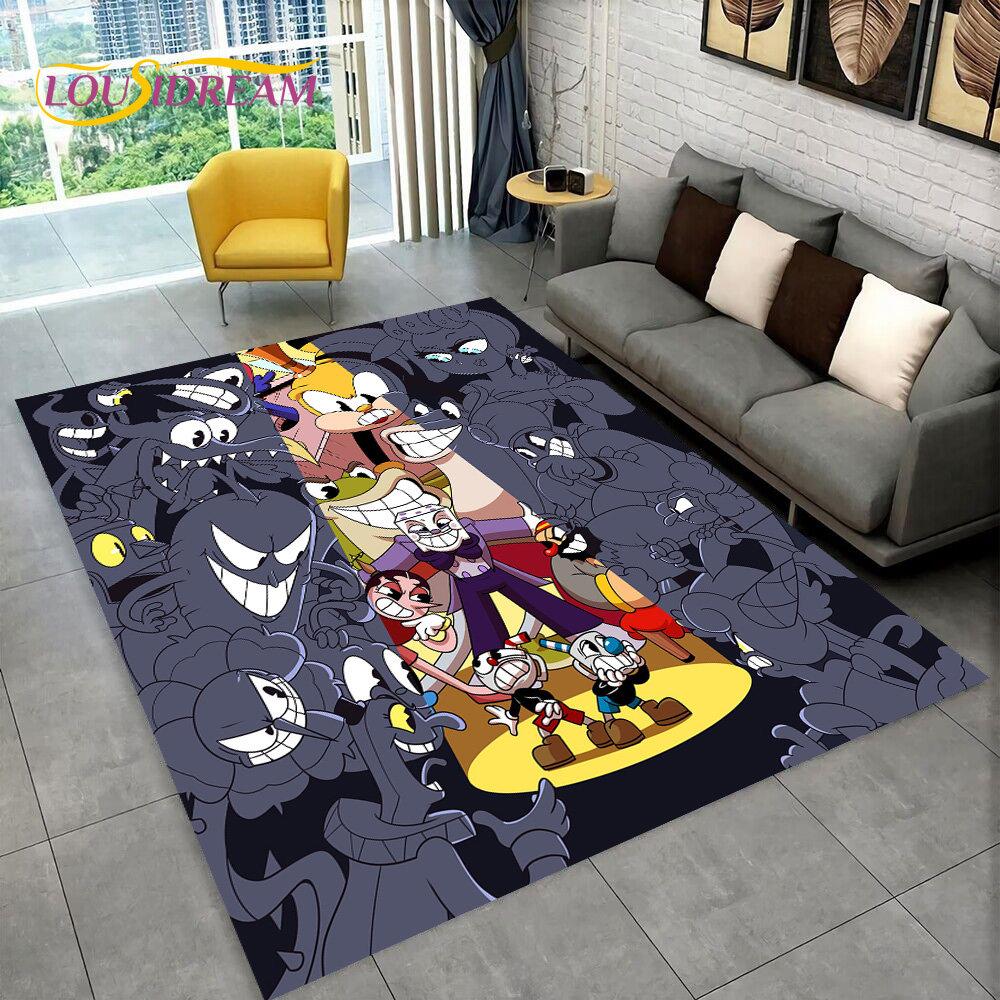Juego, Cuphead y Mugman, alfombra para área de jugador, alfombra para sala de estar, dormitorio, decoración de felpudo para sofá, alfombra antideslizante para juegos de niños