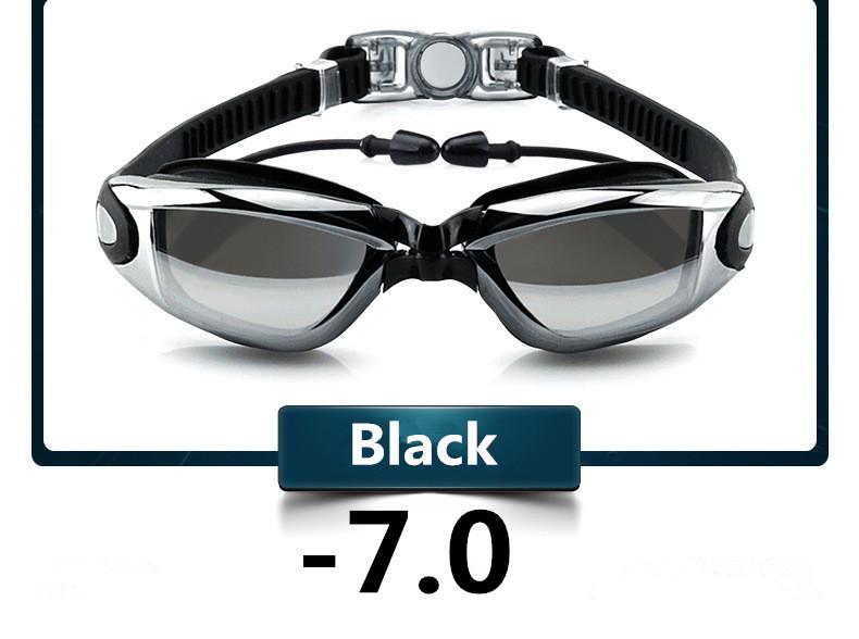 Anti Fog Professional Swimming Goggles Swimming Glasses Myopia with Earplugs Nose Clip Electroplate Waterproof Silicone Swim