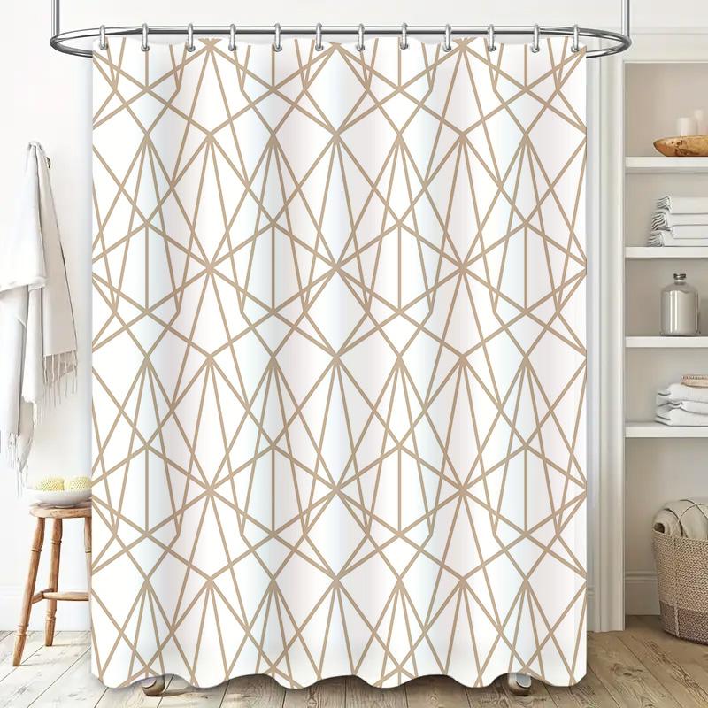 Modern Geometric Shower Curtain White Bath Decorative Waterproof Washable Fabric For Bathtub Doors Home Bathroom 3D Printed Poly