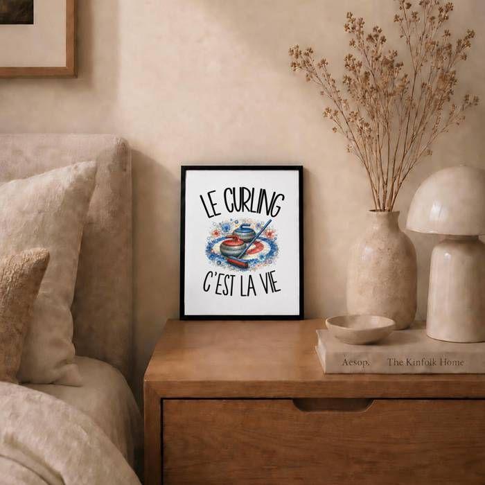 Poster Le curling c'est la vie | Affiche Papier Photo 310 g Finition Perlée Format Taille A4 | Décoration Murale Salon Chambre