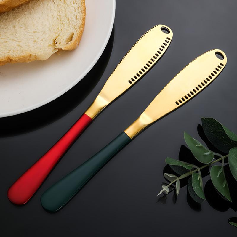 1PC Buttermesser Käse Dessertschneider mit Loch Gezacktes Steak Toast Brotaufstrich Marmelade Geschirr Home Geschirr Küchenwerkzeuge