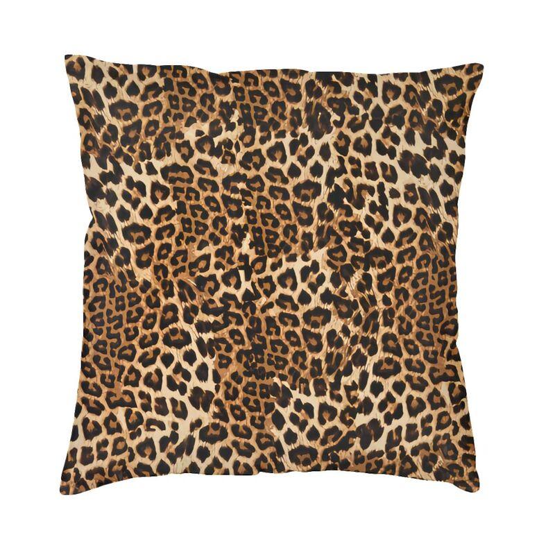 Custom Brown Leopard Print Pillow Case 40X40Cm Living Room Decoration Modern Animal Cheetah Skin Chair Cushion Square Pillowcase