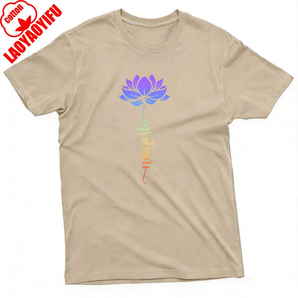 Lotus Flower Namaste Summer Men TShirt Yoga Style Casual Wear for Yoga Clothes Casual Oneck T Shirit Aesthetic Shirt
