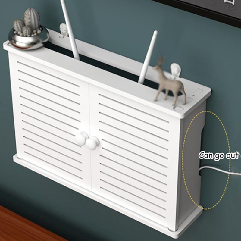 50Cm Wireless Wifi Router Shelf Storage Boxes Cable Power Plus Wire Bracket Wood-Plastic Wall Hanging Plug Board DIY Home Decor