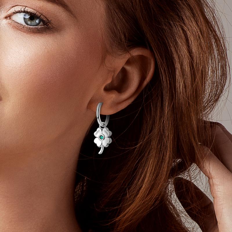 Original Clover Green Zircon Copper Four Leaf Clover Earring Delicate Jewelry Women Earring Luxury Anniversary Gift