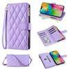For iPhone 17 Air Case Rhombus Stitching Leather Wallet Phone Cover with Long/Short Strap