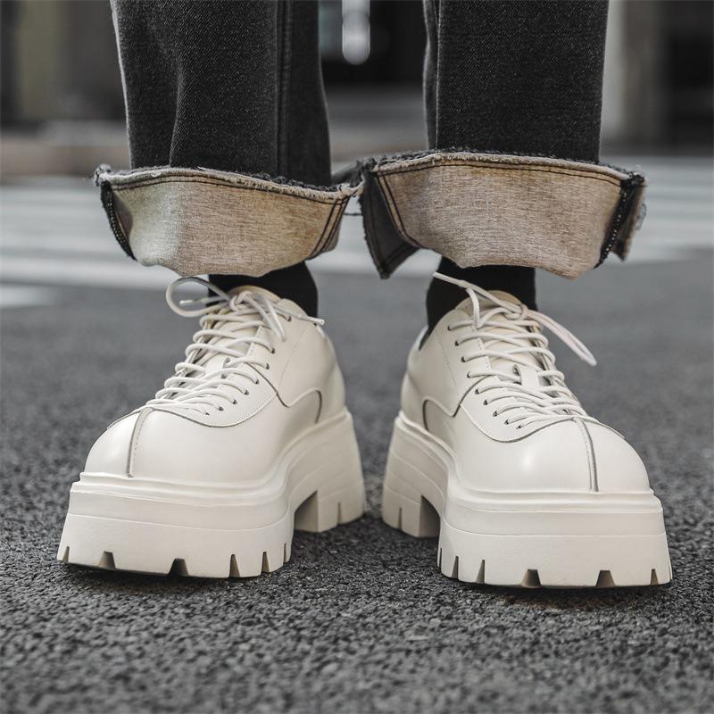 Shoes for Men British Style Thick Sole Casual Derby Shoes High Quality Fashion Comfor Platform Mans Leather Shoes