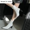 Designer Pointed Toe Women Modern Ankle Boots Fashion Square Heels Short Booties Ladies Dancing Party Prom Shoes