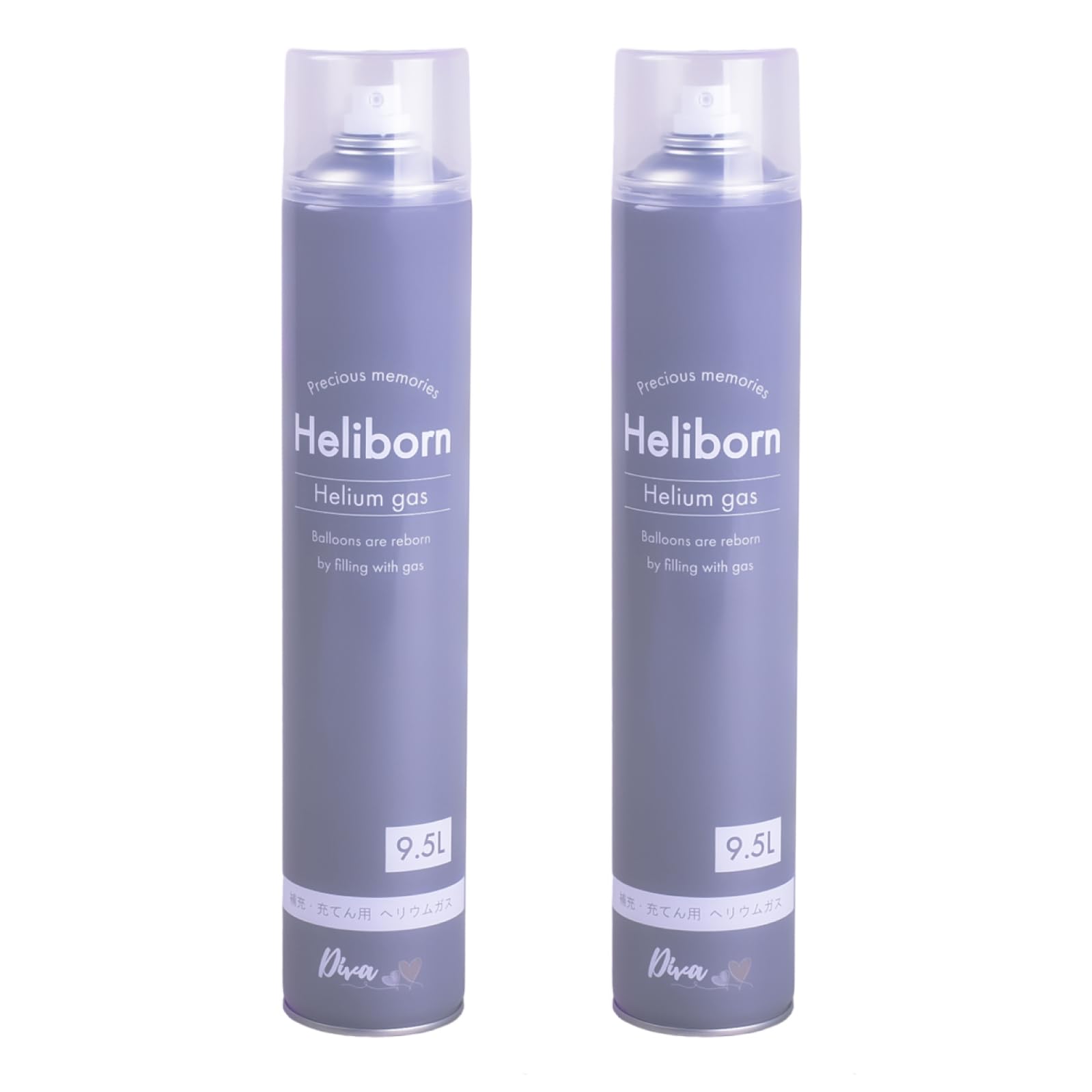 Diva Helium Gas Refill 9.5L 2-Pack Aluminum Balloons Not for Rubber Balloons