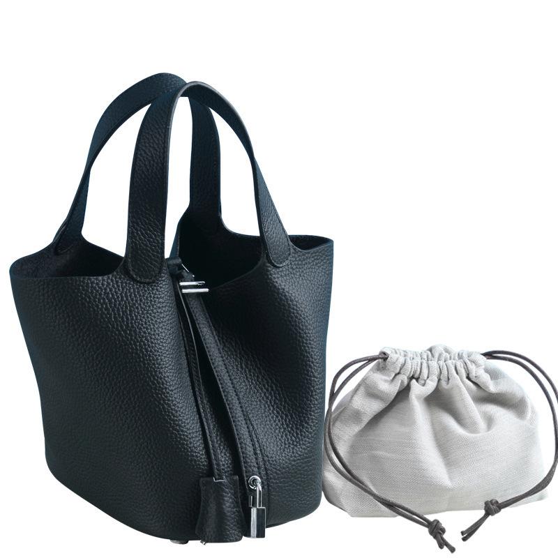 Quiet Luxury Genuine Cowhide Leather Basket