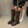But knee long British knight boots retro western cowboy boots Korean boots slim pleated pile boots women