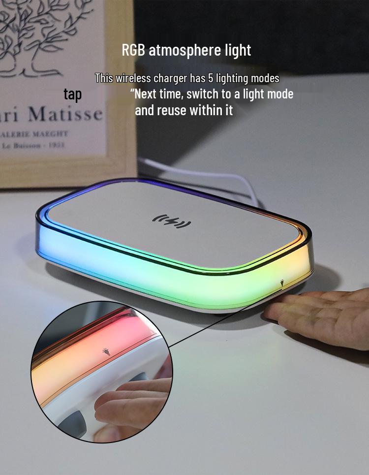 15W Universal Wireless Charger Stand with Desktop Night Light.