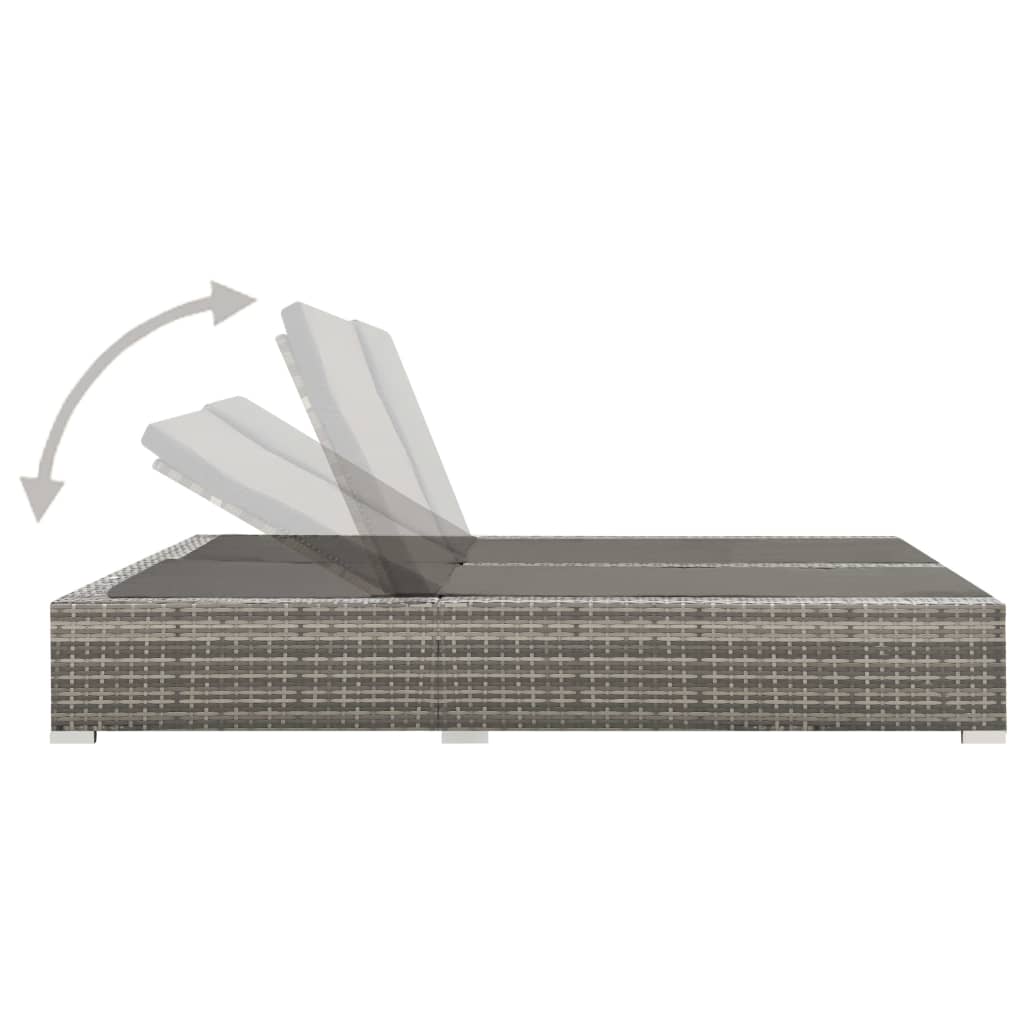 Double Sun Lounger Grey Poly Rattan