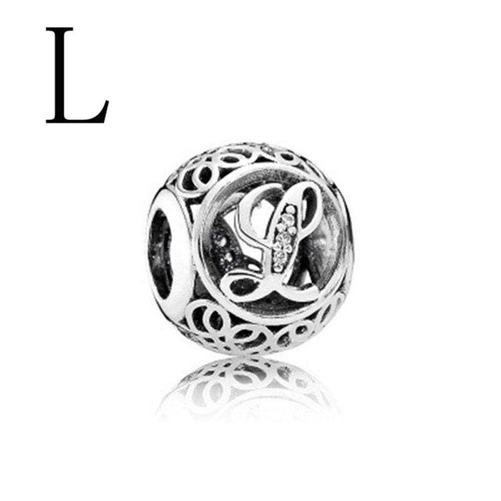 European Plated Copper Fine Round 26 Letter A D H Beads Charm Fit Diy Bracelet For Women Jewelry