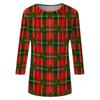 Women's Casual Christmas Print Neck Three-Quarter Sleeve T-Shirt Top