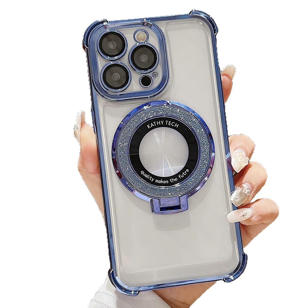 Applicable To IPhone16 Magnetic Suction Mobile Phone Case Airbag Anti-fall Case Apple 15 Promax14/13 with Lens Film