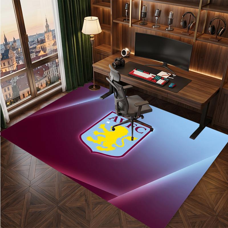 Aston Villa Football Print Crystal Velvet Rug, Comfortable Water Absorbent Non Slip Indoor Floor Carpet