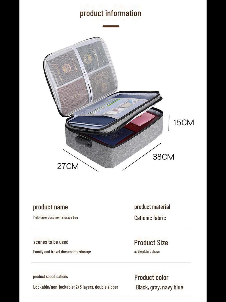 Large Capacity Multi-Layer Travel Document Storage Box